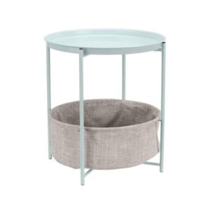 Round Side Table With Fabric Basket