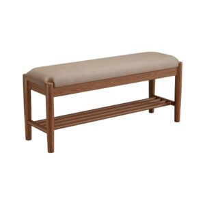 Leather Upholstered Wooden Entryway Bench