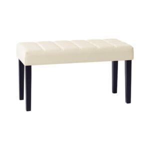 White Leatherette Transitional Entryway Bench