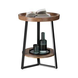 Farmhouse Side Table With Storage Shelf