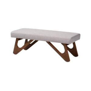 Greyish Beige Mid-Century Entryway Bench
