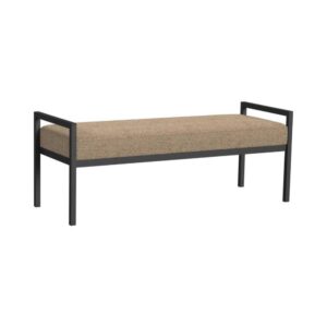 Brown Boucle Modern Metal Entryway Bench