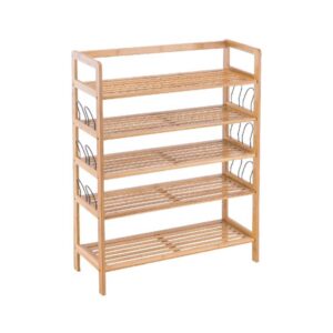 5-Tier Slatted Wooden Shoe Organizer