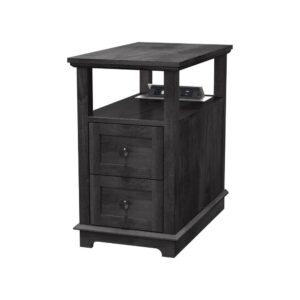 Wooden Side Table With Outlets