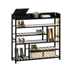 Tall Black Bamboo Shoe Organizer