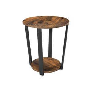 Rustic Brown Side Table With Shelf